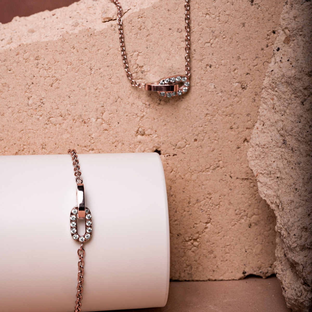 Links bracelet and necklace Bracelet with stone stainless steel hypo allergenic skin friendly and made to last MIA JWL