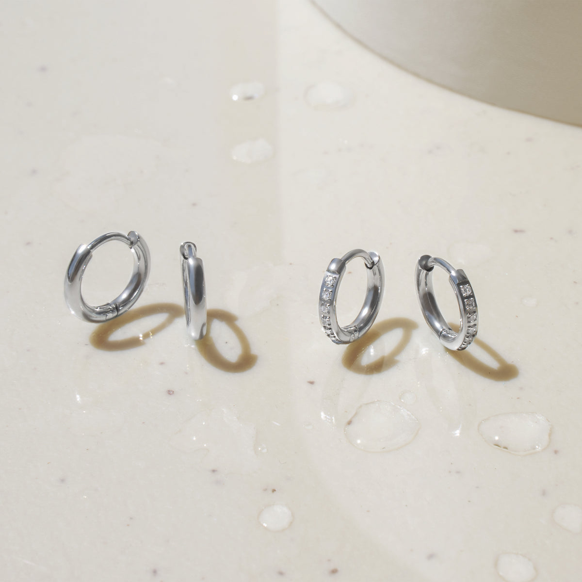 Mini Stacks Plain Huggie Earrings - 8mm